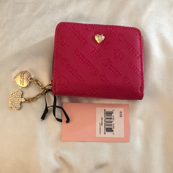Juicy Couture Pink Flash Not Your Babe Small Zip Around Bifold Wallet NWT - Picture 15 of 16